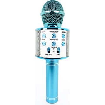 Winex Bluetooth UsbA TF Sd Kart 3.5 mm Aux Girişli Mavi Karaoke Mikrofonu