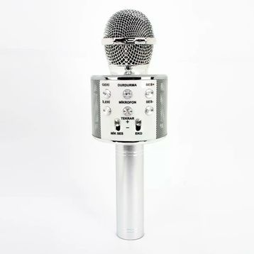 Winex Mobile Usb A Tf Sd Kart 3.5 mm Gümüş Aux Girişli Bluetooth Karaoke Mikrofonu