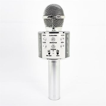 Winex Mobile Usb A Tf Sd Kart 3.5 mm Gümüş Aux Girişli Bluetooth Karaoke Mikrofonu