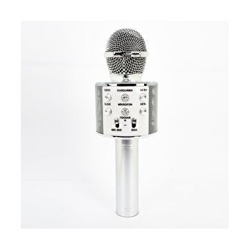 Winex Mobile Usb A Tf Sd Kart 3.5 mm Gümüş Aux Girişli Bluetooth Karaoke Mikrofonu