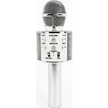 Winex Mobile Usb A Tf Sd Kart 3.5 mm Gümüş Aux Girişli Bluetooth Karaoke Mikrofonu