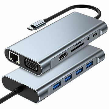 Winex Mobile Winex 11 in1 Hub Type C To 4K Hdmi UsbA 3.0 Tf Sd Ga 3.5 mm Aux Pd Şarj RJ45 Ethernet Dönüştürücü Adaptör
