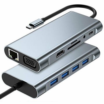 Winex Mobile Winex 11 in1 Hub Type C To 4K Hdmi UsbA 3.0 Tf Sd Ga 3.5 mm Aux Pd Şarj RJ45 Ethernet Dönüştürücü Adaptör