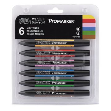 Winsor & Newton 6'lı Set Mid Tones Promarker
