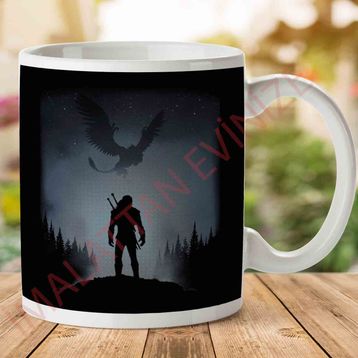 Witcher Wild Hunt Silhouette With Griffin Baskılı Kupa