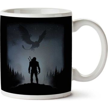 Witcher Wild Hunt Silhouette With Griffin Baskılı Kupa