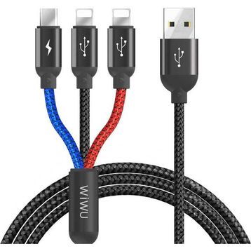 Wiwu YZ100 Dual Lightning+Micro Usb Kablo