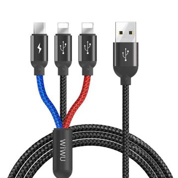 Wiwu YZ100 Dual Lightning+Micro Usb Kablo