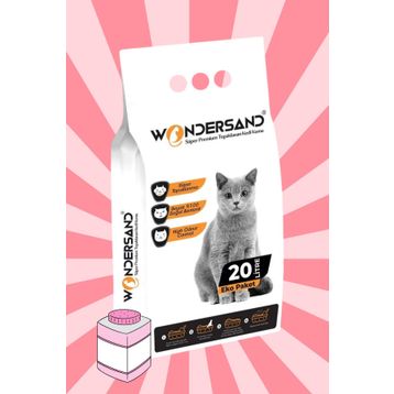 Wondersand Premium Beyaz Bentonit İnce Taneli Bebek Pudra Kokulu Topaklanan 20 lt Kedi Kumu