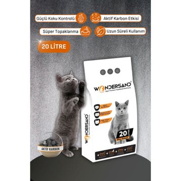 Wondersand Premium Beyaz Bentonit İnce Taneli Kokusuz Topaklanan 20 lt Kedi Kumu