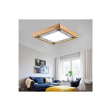 Wood Design World Ahşap Çerçeve Motifli Tavan LED Aydınlatma Avize