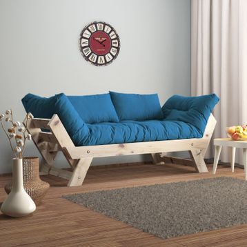 Woodesk CPT8109-210 Adalar Masif Natural-Mavi Renk 2'li Kanepe