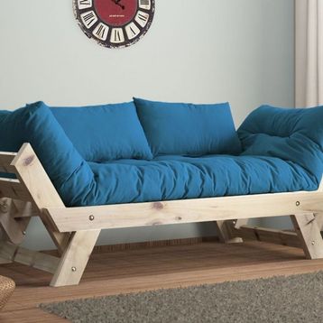 Woodesk CPT8109-210 Adalar Masif Natural-Mavi Renk 2'li Kanepe