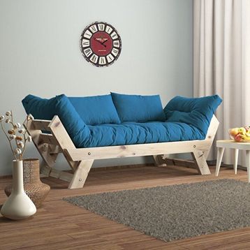 Woodesk CPT8109-210 Adalar Masif Natural-Mavi Renk 2'li Kanepe