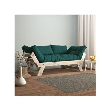 Woodesk CPT8110-210 Adalar Masif Natural-Petrol Renk 2'li Kanepe