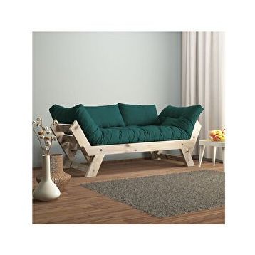 Woodesk CPT8110-210 Adalar Masif Natural-Petrol Renk 2'li Kanepe