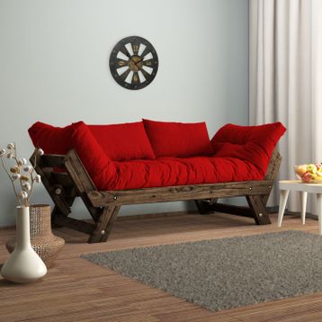 Woodesk CPT8114-210 Adalar Masif Ceviz-Kırmızı Renk 2'li Kanepe