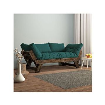 Woodesk CPT8116-210 Adalar Masif Ceviz-Petrol Renk 2'li Kanepe