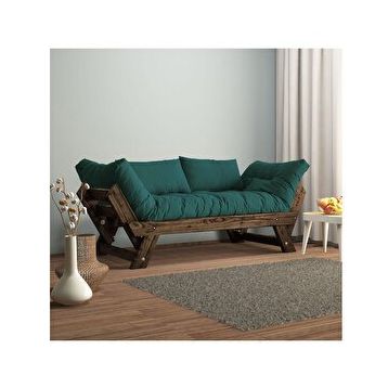 Woodesk CPT8116-210 Adalar Masif Ceviz-Petrol Renk 2'li Kanepe