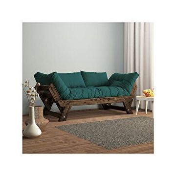 Woodesk CPT8116-210 Adalar Masif Ceviz-Petrol Renk 2'li Kanepe