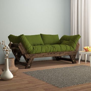Woodesk CPT8118-210 Adalar Masif Ceviz-Yeşil Renk 2'li Kanepe