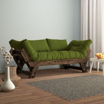 Woodesk CPT8118-210 Adalar Masif Ceviz-Yeşil Renk 2'li Kanepe