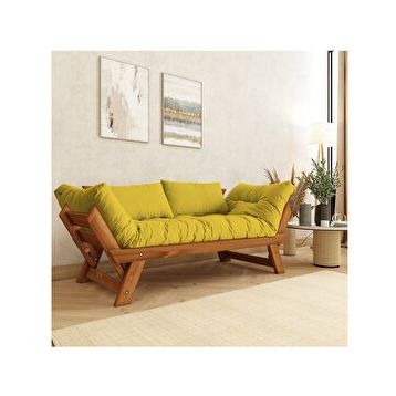 Woodesk CPT8163-210 Adalar Masif Tik-Sarı Renk 2li Kanepe
