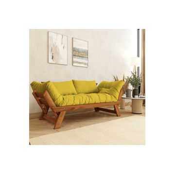 Woodesk CPT8163-210 Adalar Masif Tik-Sarı Renk 2li Kanepe