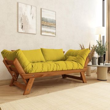 Woodesk CPT8163-210 Adalar Masif Tik-Sarı Renk 2li Kanepe