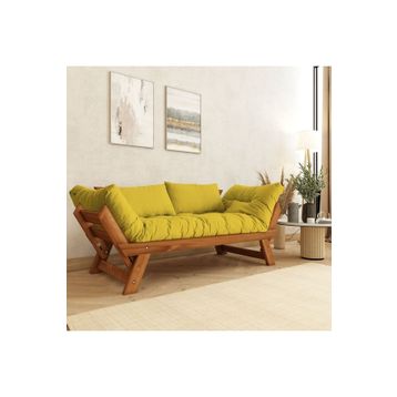 Woodesk CPT8163-210 Adalar Masif Tik-Sarı Renk 2li Kanepe
