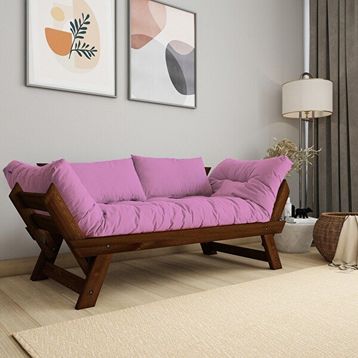 Woodesk CPT8165-210 Adalar Masif Ceviz-Pembe Renk 2li Kanepe