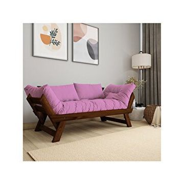 Woodesk CPT8165-210 Adalar Masif Ceviz-Pembe Renk 2li Kanepe
