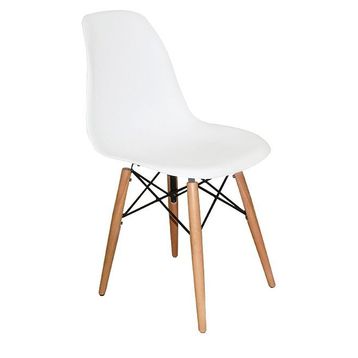 Woodesk Luna Beyaz Ağaç Ayaklı Modern Eames Sandalye