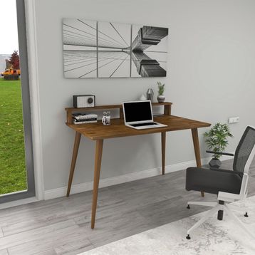 Woodface Kelly Ceviz Doğal Ahşap Çalışma Masası