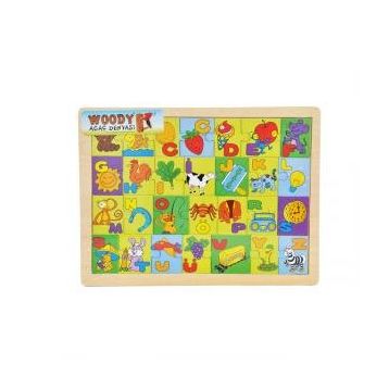 Woody Alfabe Resimli Ahşap Puzzle