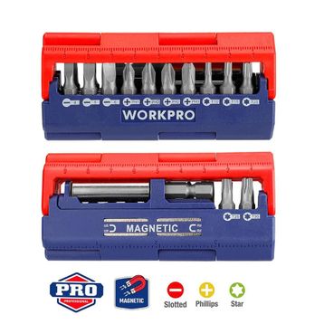 Workpro WP221062 13 Parça Manyetik CR-V Vidalama Bits Uç Seti
