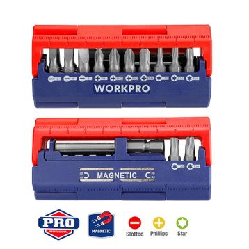 Workpro WP221062 13 Parça Manyetik CR-V Vidalama Bits Uç Seti