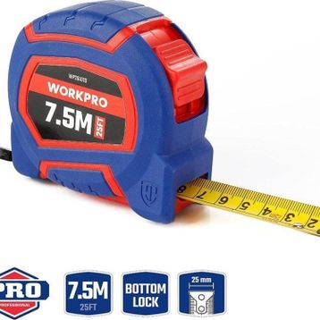 Workpro WP261010 7.5 m x 25 mm 25 ft Naylon Kaplama Sarı Çelik Şerit Metre
