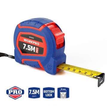 Workpro WP261010 7.5 m x 25 mm 25 ft Naylon Kaplama Sarı Çelik Şerit Metre
