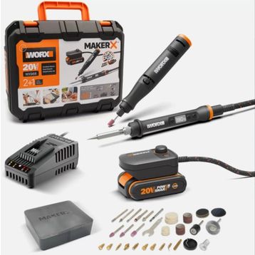 Worx WX988 MAKERX 20 V 2.0 AH Kömürsüz Profesyonel Gravür Seti ve Dijital Lehim Ahşap Yakma Seti