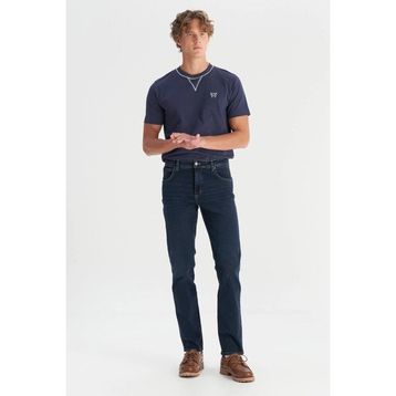 Wrangler Texas Slim Fit Dar Kesim Normal Bel Esnek Gece Mavisi Jean Kot Pantolon