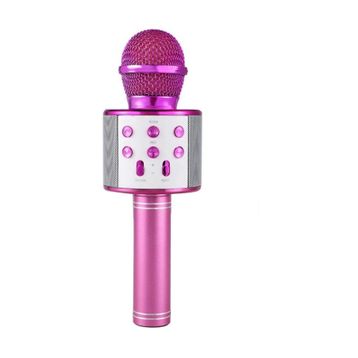 WS-858 Pembe Bluetooth Karaoke Mikrofon