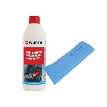 Würth 500 ml Deri Besleyici Bakım Kremi+ 130 gr Mavi Güderi Bez