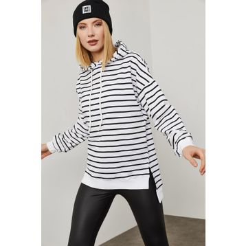 Xhan 0YZK8-10532-01 Kadın Çizgili Sweatshirt
