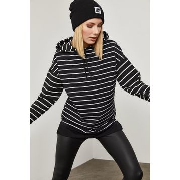 Xhan 0YZK8-10532-02 Kadın Çizgili Sweatshirt
