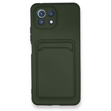 Xiaomi Mi 11 Kelvin Kartvizitli Silikon - Koyu Yeşil Cep Telefonu Kılıfı