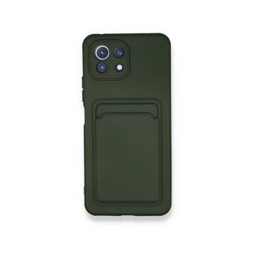 Xiaomi Mi 11 Kelvin Kartvizitli Silikon - Koyu Yeşil Cep Telefonu Kılıfı