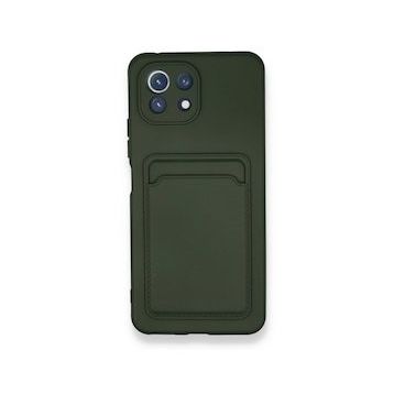 Xiaomi Mi 11 Kelvin Kartvizitli Silikon - Koyu Yeşil Cep Telefonu Kılıfı