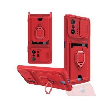 Xiaomi Mi 11T Pro Zuma Kartvizitli Yüzüklü Silikon Kırmızı Kılıf