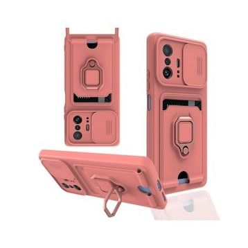 Xiaomi Mi 11T Pro Zuma Kartvizitli Yüzüklü Silikon Pembe Kılıf